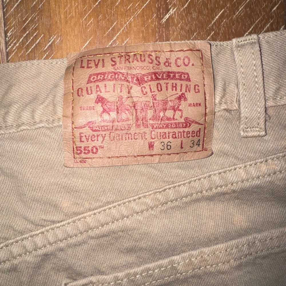 Levi's 550 Relaxed Fit Pants Mens 36x34 Tan Good Vintage Made in USA Tapered - Picture 7 of 7